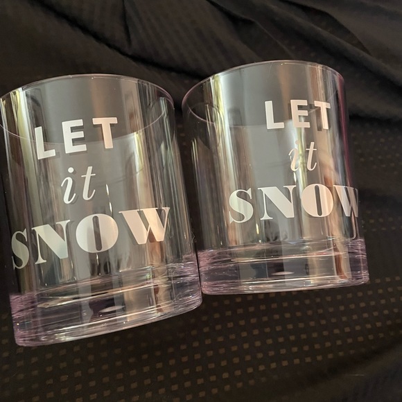 Kate Spade of 2 Winter Holiday “LET IT SNOW” Drinkware glasses New in box NWT - Picture 5 of 10